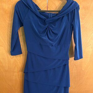 White House Black Market Blue fitted Off-the Shoulder Cocktail dress Size 2